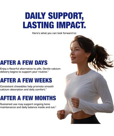 Chewable Calcium Supplement for Women - Clinical Bone Supplement with Chewable Calcium with Vitamin D Magnesium and Boron Complex for Bone Health & Strength Support - Made in The USA - 30 Servings - Buy Online on GoSupps.com