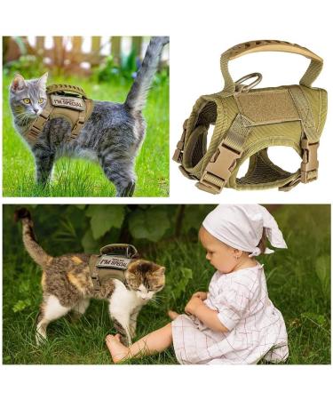 Tactical Cat Dishes & Safe Cat Vests | Adjustable Pet Tableware for Large Cats & Small Dogs - Black with Leash - Buy Online on GoSupps.com
