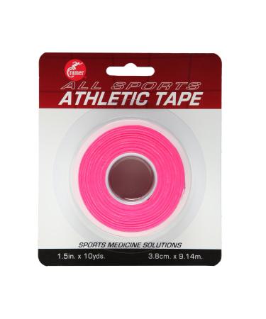 Cramer Team Color Athletic Tape, Easy Tear Tape for Ankle, Wrist, & Injury Taping, Protect & Prevent Injuries, Promote Healing, Athletic Training Supplies, 1.5" X 10 Yard Roll, Colored AT Tape Single Roll Pink