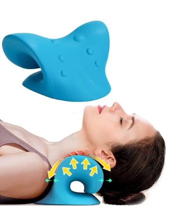 Neck and Shoulder Relaxer, Cervical Neck Traction Device, Neck Stretcher Cervical Traction for TMJ Pain Relief and Muscle Relax, Cervical Spine Alignment Chiropractic Pillow(Blue)