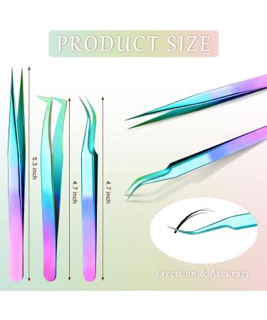 Mudder 6-Piece Eyelash Tweezers Set | Stainless Steel Curved & Straight Tips | Rainbow Volume Isolation Tools for Eyelash Extensions - Buy Online on GoSupps.com
