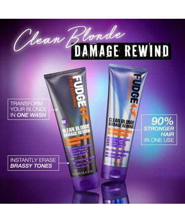 Fudge Professional Clean Blonde Damage Rewind Conditioner - Intense Purple Toning for Blonde Hair, Bond Repair Technology, Sulfate-Free - 250ml (Pack of 1) - Buy Online on GoSupps.com