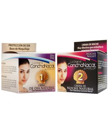 Concha Nacar Face Cream Combo 1-2 - Day Cream 2oz  Night Cream 2oz - Crema De Dia  Crema De Noche - Para Piel Manchas En Cara 1-2 Duo Bundle