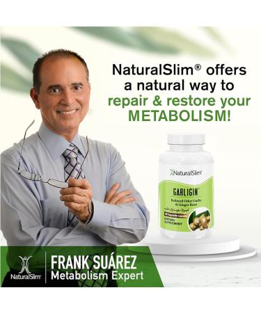 NaturalSlim Garligin Odorless Garlic Supplement with Ginger for Immune Support Metabolism Booster Supports Natural Body Balance & Improves Digestion - 100 Capsules - Buy Online on GoSupps.com