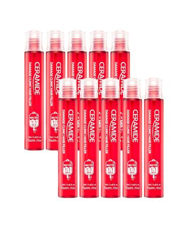 FARMSTAY CERAMIDE DAMAGE CLINIC HAIR FILLER - Nourishing Hair Treatment Mask With Ceramide for Damaged Hair. 0.44 fl oz * 10 pcs