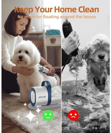 oneisall Dog Grooming Vacuum Kit | Professional Pet Hair Suction Groomer with 7 Tools | for Dogs and Cats | Shedding & Grooming Solution (1.5 Litre) - Buy Online on GoSupps.com