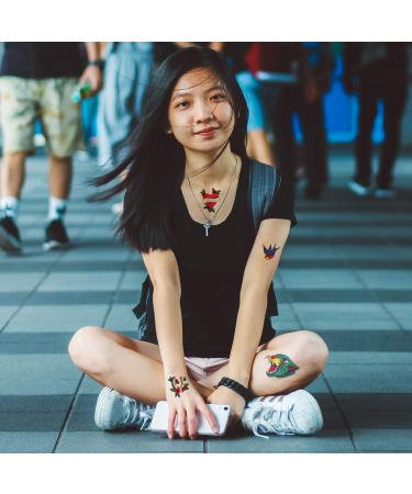 Old School Temporary Tattoo Set by Tatsy - Vintage Party Fun Fake Tattoos for Men and Women - Buy Online on GoSupps.com