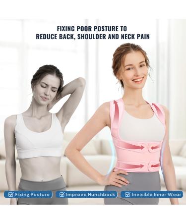 Buy Fit Geno Back Brace Posture Corrector for Women - Adjustable Full Back Support & Pain Relief for Scoliosis Hunchback Thoracic - Small Pink - Buy Online on GoSupps.com