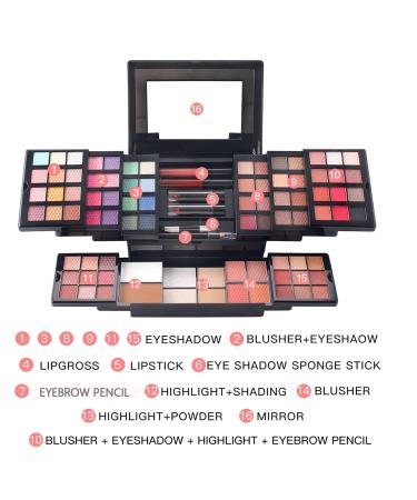 Mknzome Exquisite Cosmetics Gift Set | Multifunctional Makeup Kit for Face Eyes & Lips | Perfect Birthday Gift for Girlfriend - Eyeshadow Palette Lipstick Rouge & Pressed Powder #1 - Buy Online on GoSupps.com
