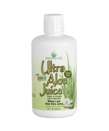 Miracle of Aloe Ultra Aloe Vera Juice Whole Leaf Pure Filtered Certified for Content and Purity 1 Qt