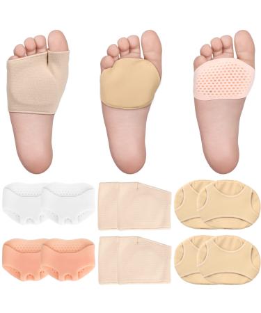 6 Pairs Metatarsal Pads 2/5 Inch Thick for Women and Men Ball of Foot Cushions Gel Pads Non Slip Forefoot Cushion Inserts Feet Pain Relief for Running Hiking High Heels Morton's Neuroma (Large)