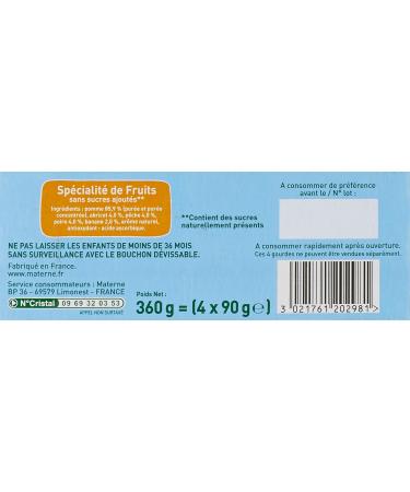 Materne Pom'Potes Gourds 5 Fruits Apple & Yellow Fruits without Added Sugar 4 x 90 g - 360 g - Pack of 6 - Buy Online on GoSupps.com