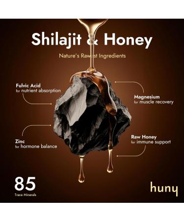 HUNY Bee Energized with Shilajit Honey Sticks | 85+ Trace Minerals for Clean Energy, Focus & Immune Support | Pure Himalayan Shilajit for Men & Women | 30 Count (Pack of 1) - Buy Online on GoSupps.com