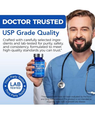 Methylene Blue (USP Grade) Pharma Grade Supplements for Brain Health with Added Vitamin C Ester for Enhanced Absorption Brain Supplement Memory Focus Clarity Cognitive Energy 60 Capsules - Buy Online on GoSupps.com