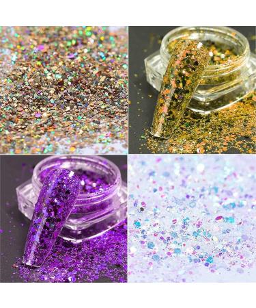 Holographic Acrylic Nail Art Supplies: Glitter Powder Set for Women's 3D Nail Decoration - Buy Online on GoSupps.com