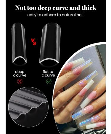 Ebanku 500 Pieces Extra Long Clear Nail Tips - C-Curve Free 10 Sizes with Case & 4 Nail Art Tools for Women & Girls - Perfect for Nail Studios - Buy Online on GoSupps.com