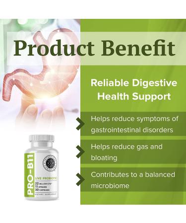 Intestinal Fortitude PRO-B11 Probiotics - 22 Billion CFU Gut Health Supplement - Digestive & Immune Support - Gluten & Dairy Free (30 Capsules) - Buy Online on GoSupps.com