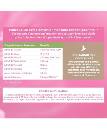 Fitoform - Organic Menopause - Synergy of 8 Plants Against Hot Flashes & Mood - Fennel Sage Lemon Balm Red Vine - 20 x 10 ml Ampoules - Buy Online on GoSupps.com