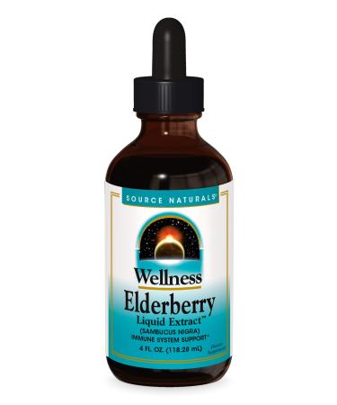 Source Naturals Wellness Elderberry Liquid Extract For Immune System Support - Sambucus nigra - 4 Fluid oz 4 Fl Oz (Pack of 1)