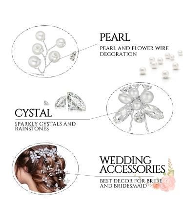 Chuangdi 5-Piece Extra Long Pearl and Crystal Bridal Hair Vine with Rhinestone Hair Pins - Silver - Buy Online on GoSupps.com