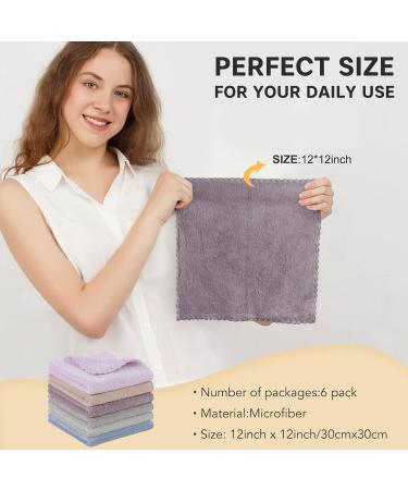 Sunland Microfiber Wash Cloths - Reusable Makeup Remover & Facial Cleaners | 6 Pack in Gray Dark Purple Dark Blue Green Light Purple Light Brown | Perfect for Eco-Friendly Skincare - Buy Online on GoSupps.com
