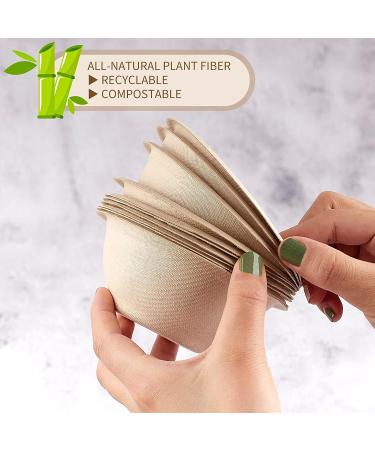 150 Pack 8 oz Compostable Paper Bowls - Biodegradable Sugarcane Bowls for Ice Cream, Desserts, Pet Food - 8oz Disposable Soup Bowls - Buy Online on GoSupps.com