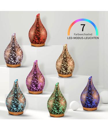 Porseme Gold-Plated Aroma Diffuser 280ml Hand-Blown Humidifier Ultrasound Cool Mist 7 Color-Changing LEDs Timer BPA-Free | Perfect for Apartments - Buy Online on GoSupps.com