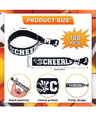 Sureio 100 Pieces Cheer Bracelets & Hair Ties - Pom Pom Design - Bulk Ponytail Holder & Wristbands - Cheerleading Gifts for Women/Girls (Black) - Buy Online on GoSupps.com