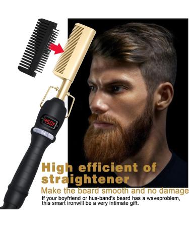 LCD Hot Comb Hair Straightener - Fast Heating Titanium Ceramic Electric Straightening Brush with LCD Display - Buy Online on GoSupps.com