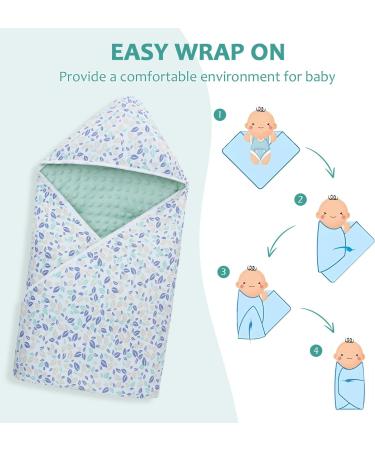 Winter Baby Swaddle Blanket for Boys & Girls - Soft & Thick Infant Wrap for Newborns - Blue Whale Geometric Leaves Design - 0-3 Months - Buy Online on GoSupps.com