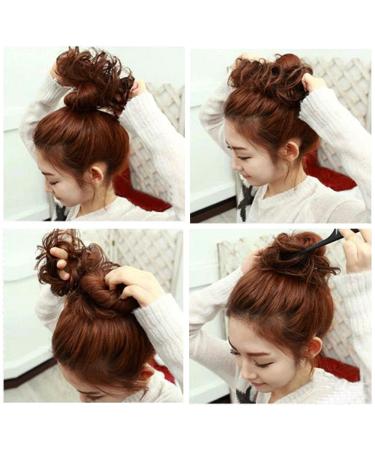 Lelinta Wavy Curly Messy Donut Hair Bun Extension Dark Ginger Mix Bleach Blonde - One Size - Buy Online on GoSupps.com