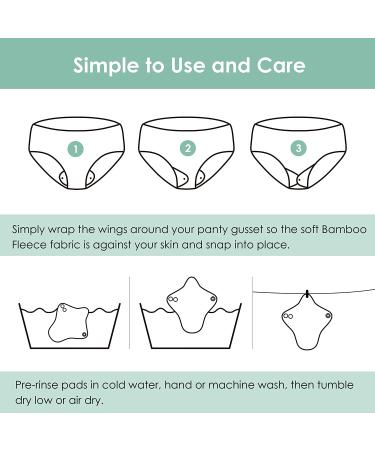 Wegreeco 6 Pcs Reusable Menstrual Pads - Ultra Absorbent Bamboo Fleece Cloth Pads for Period - Nonslip Panty Liners + Wet Bag - Mustard Yellow Grey Beige - Medium (Pack of 6) - Buy Online on GoSupps.com