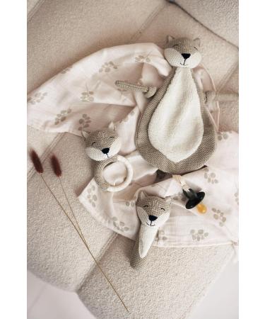 Jollein Cuddly Blanket Pacifier Blanket Fox - White/Olive 29x20 cm - Soft Cozy Baby Essential - Buy Online on GoSupps.com