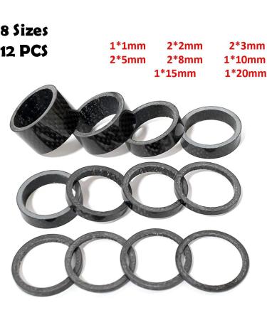 Farbetter Bike Carbon Fiber Headset Spacer Kit 1-1/8 Inch - 12 Pieces | 8 Sizes 20/15/10/8/5/3/2/1mm - Buy Online on GoSupps.com