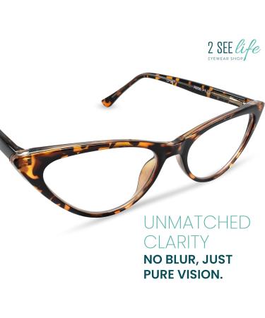 Tortoise Retro Cat Eye Reading Glasses for Women - Stylish & Comfortable 1.0x Solid Readers for All Face Shapes - Buy Online on GoSupps.com