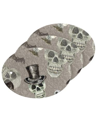 3-Pack Cleaning Kitchen Sponges Oval Halloween Hand Bats Skull Kitchen Cellulose Dishwashing Wood Pulp Cotton