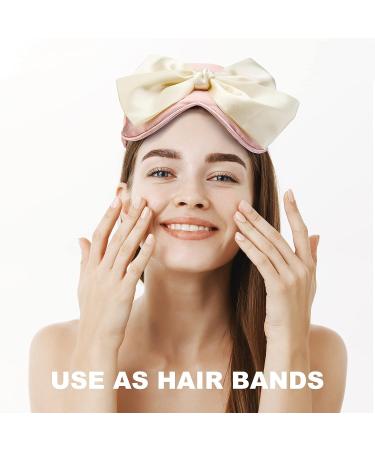 Silk Eye Mask for Women - Fashionable Pink Bow Sleep Mask for a Good Night's Sleep - Buy Online on GoSupps.com
