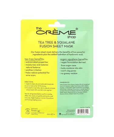 Buy The Cr me Shop Tea Tree & Squalane Fusion Sheet Mask - Korean Acne Face Mask with Hyaluronic Acid (5 Masks) - Vegan & Hydrating - Buy Online on GoSupps.com