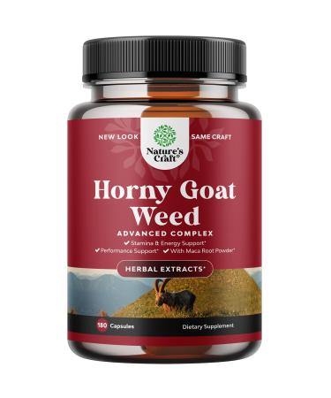 Horny Goat Weed for Male Enhancement - Halal Extra Strength Horny Goat Weed for Men 1590mg Complex with Saw Palmetto L Arginine Panax Ginseng and Tongkat Ali Extract Supplement for Men 90 Servings 180 Count (Pack of 1)