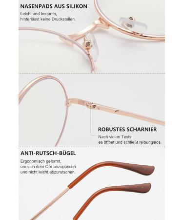 Lanomi Round Metal Reading Glasses for Men & Women - Classic Retro 60s Style Spring Hinge 1.5 Diopters Visual Aid - Buy Online on GoSupps.com