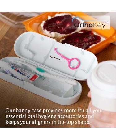 OrthoKey Clear Aligner Removal Tool - Teeth Grabber Remover for Invisible Braces - Fits in Dental Case - Pink/White - Buy Online on GoSupps.com
