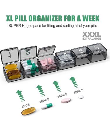 30-Day Monthly Pill Organizer Box - Squeeze to Open, Large Compartments, Portable Travel Case - Black - Buy Online on GoSupps.com