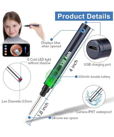 Wireless Ear Otoscope with Camera | Ear Wax Removal Tool | 1296P FHD | 6 LED Lights | Ear Cleaner - Buy Online on GoSupps.com