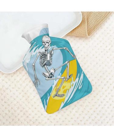 Buy Skull Surfing Hot Water Bottle with Cover | Plush Hand Warmer for Adults & Kids - 26.5x15.3cm | International Shipping Available - Buy Online on GoSupps.com