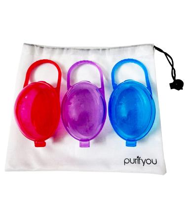 PurePouch BPA-Free Pacifier and Nipple Shield Cases - Set of 3 Girl | Case for Diaper Bag & Stroller | Pacifier Box for Travel | Keeps Baby s Binkies Clean and Accessible by purifyou