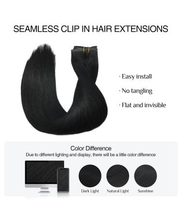 Doores Real Hair Extensions - Seamless 50cm 20 Inch Low Black 110g Remy Clip-In Thick Natural Hair - Buy Online on GoSupps.com