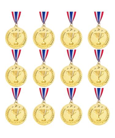 Caydo 12 Pieces Winner Awards Medals with Trophy Graphics for Competitions, Sport, Party for Child and Adults, 2 Inch