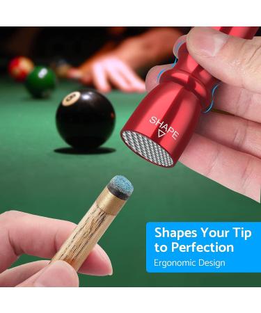 eSynic Professional Pool Cue Tips Shaper Set - 3 in 1 Tool for Billiard Cue, Accessories Gift - Red Color - Buy Online on GoSupps.com