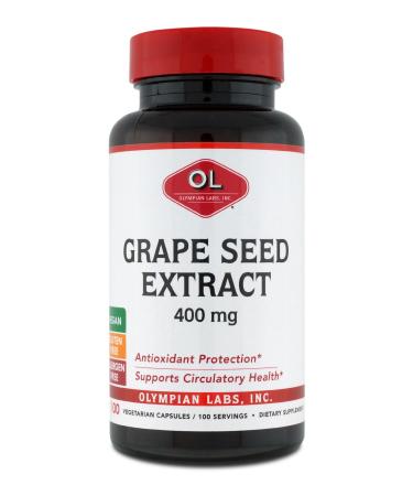 Olympian Labs Grape Seed Extract 400mg Vegan Capsules | Supports Heart & Immune Health, Antioxidant and Anti-Inflammatory - 100 Count 100 Count (Pack of 1)