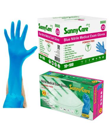 1000/case 8600 SunnyCare 5.0 mil Nitrile Exam Gloves Chemo-Rated (Non Vinyl Latex) Size: X-Small